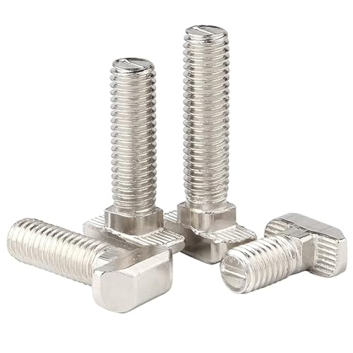 Image of M8 x 25mm Metric Thread T Slot,Drop-in Stud Sliding T-Bolt,Hammer Head Bolt,T Screw Stud for 4040 Series Standard 8mm T-Slot Aluminum Extrusion Profile,Carbon Steel Nickel Plated (40-Series,20 Pcs)