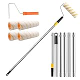 Paint Roller Pole Set - Round Painting Sleeves, Telescopic Rollers Brushes | Painter Pole Rollers Brush with Removable Telescoping Handle, Home Improvement Painter Supplies for Wall Ceiling Cabinet