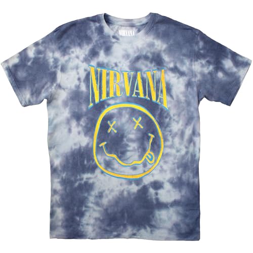 T-shirt Nirvana bleu en coton doux pour éviter les impressions rigides de mauvaise qualité