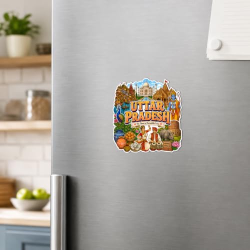 Image of Zesta Wooden Fridge Magnets Set | Refrigerator Decor Magnets for Kitchen | India Souvenir Fridge Magnet Collection | Wooden Magnet for Fridge Door Decoration (Uttar Pradesh)