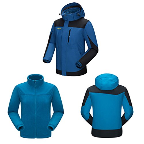 FLYGAGA Men's 3 in 1 Windproof Waterproof Breathable Hardshell Jacket Outdoor Sport Camping Hiking Climbing Jacket Coat (Medium, Blue) - Image 3