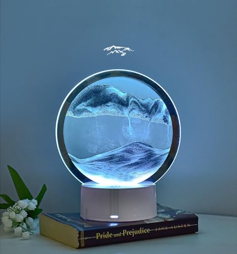 CRLKSSJX Moving Sand Art Lamp, 3DMoving Sand Art, Quicksand Bedside Lamp, Creative Glass Sand Painting Colorful Night Light, Home Relaxation and Office Decoration - image 5