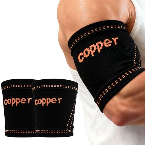 Bicep Compression Sleeve, Copper-Infused Bicep Tendonitis Brace & Tricep Tendonitis Sleeve for Pain Relief Recovery,3D Knit Upper Arm Support for Men & Women
