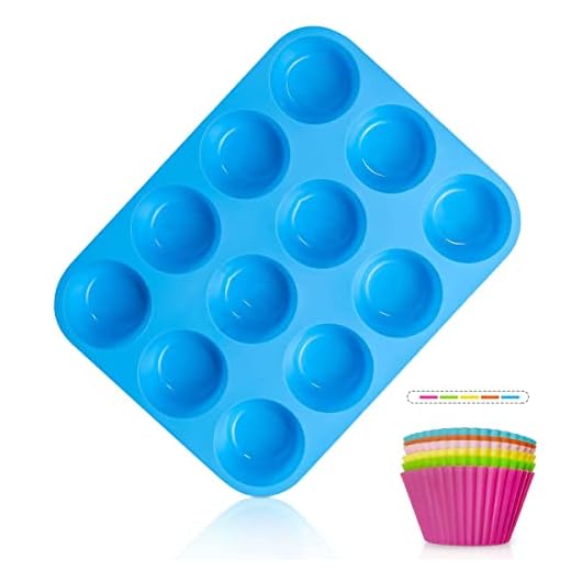 Vockvic Muffinsformar set, 12 delar mini återanvändbara muffinsformar med 12 koppar muffinsbricka, non-stick bakformar koppar muffinsbricka, för kakor Brownies pudding, BPA-fri