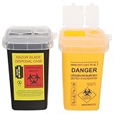 HEMOTON 2 Stück Mini Nadelentsorgungsbehälter aus Kunststoff mit Sicherem...