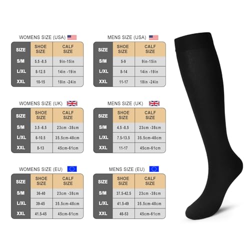 Pnosnesy Compression Socks, (2/4/6/7 Pairs) for Men & Women 15-20 mmHg is Best for Athletics, Running, Flight Travel, Support - Image 3