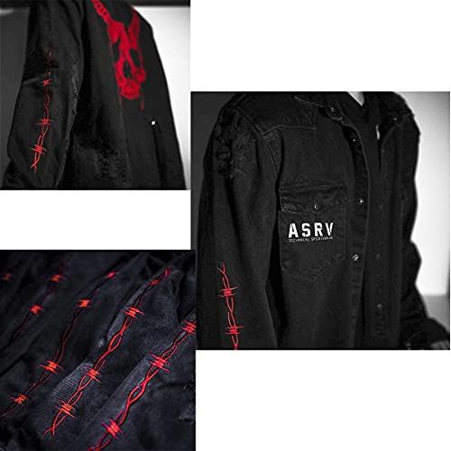 Seidarise Men's black denim jacket Jean Hip Hop Oversized Cropped Street wear Coat