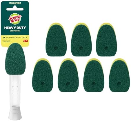 Scotch-Brite Heavy Duty Dishwand Kit, Includes 1 Wand & 8 Refill Pads, Keep Hands Out of the Mess