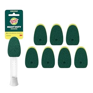 Scotch-Brite Heavy Duty Dishwand Kit, Includes 1 Wand & 8 Refill Pads, Keep Hands Out of the Mess