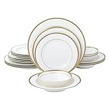 Joseph Sedgh Collection “Gail White” 20-Piece Bone China Dinnerware Set, Service for 4, White
