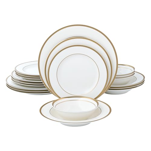 Joseph Sedgh Collection “Gail White” 20-Piece Bone China Dinnerware Set, Service for 4, White