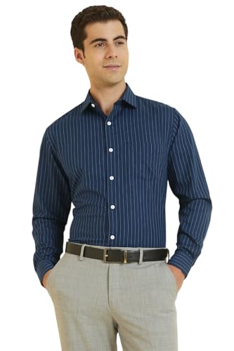 Image of Allen Solly Men's Striped Formal Shirt | Classic Fit | Crisp Tailored Look | Office, Business & Workwear