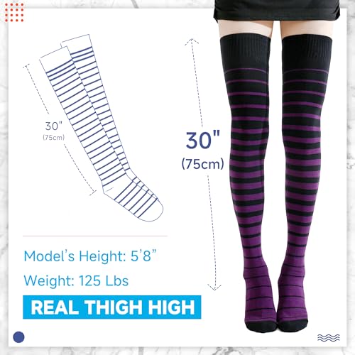 Image of Kayhoma Extra Long Gradient Zebra Stripe Thigh High Socks Over the Knee High Socks,2 Pairs
