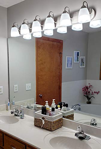 Kira Home Armada 48" 6-Light Modern Vanity/Bathroom Light With Brushed Nickel Finish And Frosted Glass Shades #TOP2