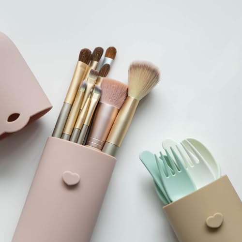 zoka Silicone Makeup Brush Holder, Travel Makeup Brush Case, Portable Makeup Bag Cosmetic Pouch, Anti-Fall Out Cover, Waterproof, Travel Essentials3