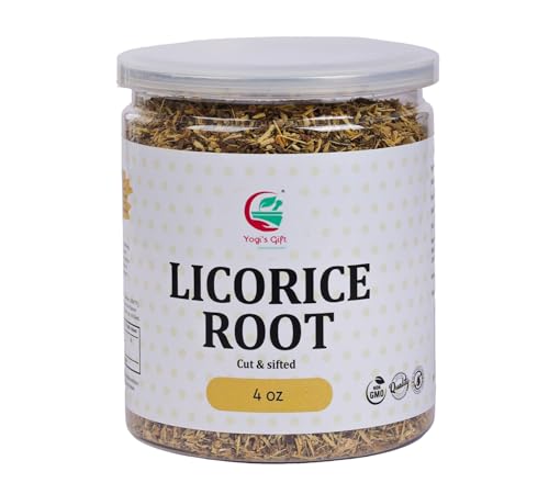 Licorice Root 4oz Cut and Sifted 100% Pure & Natural Dried Licorice Root Premium Quality Ideal for Tea Herbal Blends and Wellness Uses - By Yogis Gift
