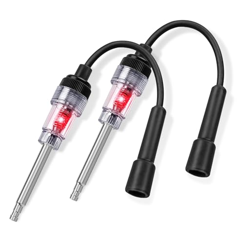 NYTKL 2PCS Inline Spark Plug Tester, Straight Boot Engine Ignition Coil Tester, Internal/External Engine Checker Armature Diagnostic Detector for Automobile Motorcycle Lawn Mower