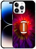 SuzaCase for iPhone 14 Pro, iPhone 14 Pro Case with Stylish Splash Rugby Ball Design Printed Cute, Sleek Durable Hardshell Protective Designer Case/Cover for iPhone 14 Pro White
