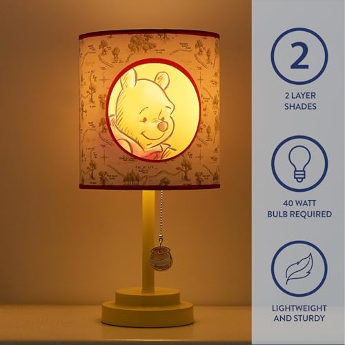 Idea Nuova Disney Winnie The Pooh 2 Layer Cut Out Shade Stick Table Lamp with Figural Pull Chain and Themed Printed Decorative Shade - Image 5