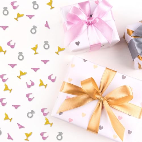 Image of 120pcs Bikinis and Martinis Bachelorette Confetti, Martini Table Confetti, Silver&Pink Glitter Beach Bach Table Scatter, Summer Tropical Themed Bridal Shower Party Supplies