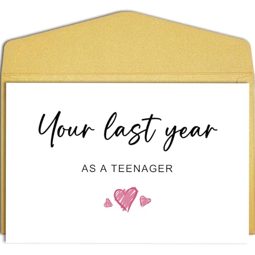 Qiliji Funny 19th Birthday Card for Son Daughter, 19 Years Old Birthday Card for Boy Girl, Nineteenth Birthday Card for Sister Brother Friend, Your Last Year As A Teenager
