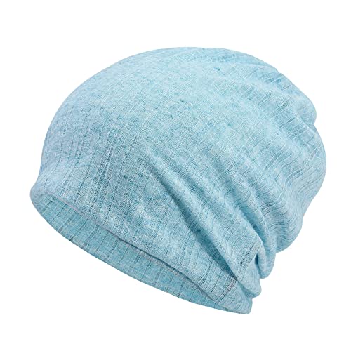 POKHDYE Gorro elástico musulmán clásico para mujer, sombrero de confinamiento suelto, turbante turbante para pérdida de cabello quimioterapia, Celeste, Talla única Cover