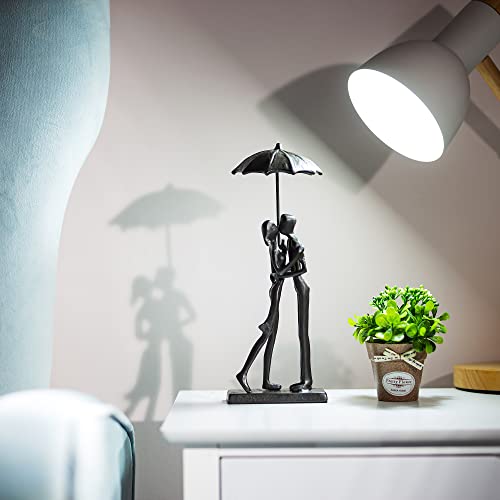 Miniatura 2 de Sziqiqi Hierro 6 Años De Aniversario Escultura De Regalo Para Esposa - Estatua De Pareja Negro Metal Besando Bajo El Hombre Paraguas Y Figuras Escultura Mujer Chimenea Estante Sala De Televisión