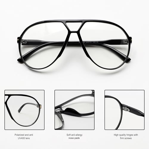 Image of GUVIVI Retro Aviator Sunglasses for Women Men Oversized Classic 70s Vintage Trendy Tangle Free Square Aviators Sun Glasses