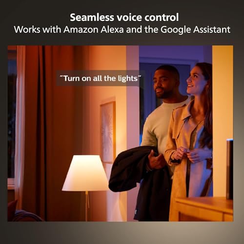 Philips Hue Smart Light Starter Kit - Includes (1) Bridge, (1) Smart Button and (3) Smart 75W A19 LED Bulbs - White and Color Ambiance - 1100LM - E26 - Control with Hue App or Voice Assistant by Philips Hue - Image 3
