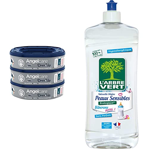 Recharges octogonales Angelcare Dress Up et liquide vaisselle hypoallergénique bébé