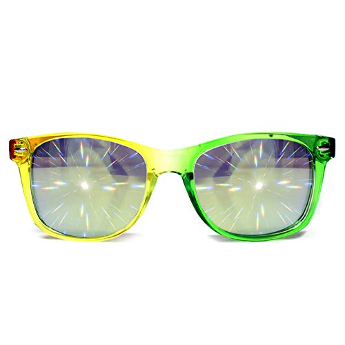 GloFX Transparent Rainbow Diffraction Glasses - Gold Mirror - Rave Rainbow Edm Diffraction 3D Prism