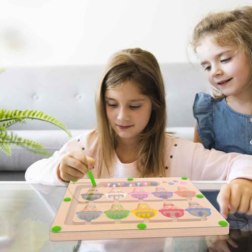 Image of Fun4you Magnetic Color & Number Maze Montessori Wooden Board Game - Learning & Counting Toy, Fine Motor Skills Puzzle, Color Matching Educational Toy for Toddlers, Boys & Girls (Ages 3-5 Years)