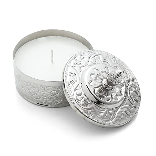 Image of Purple Bird 'Bahaar' Silver Plated Candle (Midnight Jasmine) Decorative Tealight Candle Holder for Tealights | Home Decor for Diwali, Weddings, Anniversaries