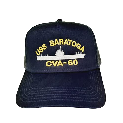 Gorra de béisbol USS Saratoga CVA-60 azul malla snapback miniatura 2