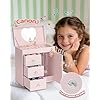 Vlando Musical Jewelry Box for Girls - Valentines Day Gift for Kid - Large Kid Music Box with Ballerina for Birthday Bedroom Decor, 4 Layer Girl Jewelry Gifts for Girls Kids - Light Pink