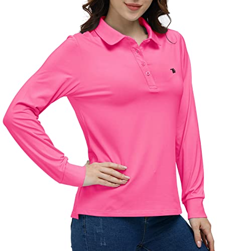 Mofiz Long Sleeve Golf Polo Shirts For Women Stand Up Collar Thermal Fleece Womens Tank Top Rose Red Medium #TOP1