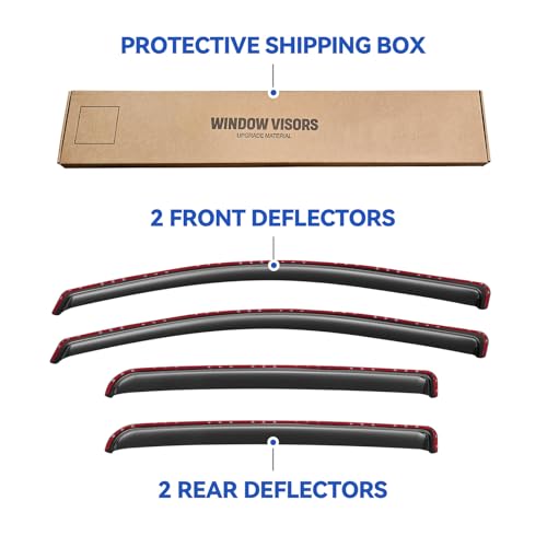 Image of in-Channel Window Visors Rain Guards for 2015-2022 Chevy Colorado Crew Cab, Window Vent Wind Deflectors Visors Shades for 15-22 Gmc Canyon Crew Cab