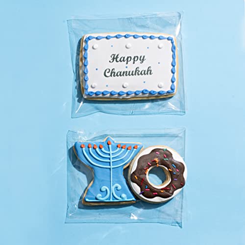 Hanukkah Cookie Gift Basket Hand Decorated Vanilla Sugar Cookies Gourmet Kosher Food Dessert Gift Box For Kids Adults Family Coworkers & Friends 3 Count