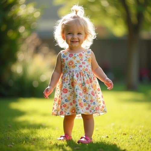 Image of A.T.U.N. (ALL THINGS UBER NICE) Baby Girls Floral Printed Knee Length Frocks | Stylish Sleeveless Traditional Beautiful Princess Dress and Special Occassions