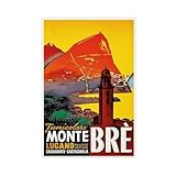 QOGDAF Monte Bre Lugano Vintage-Reise-Leinwand-Poster, 