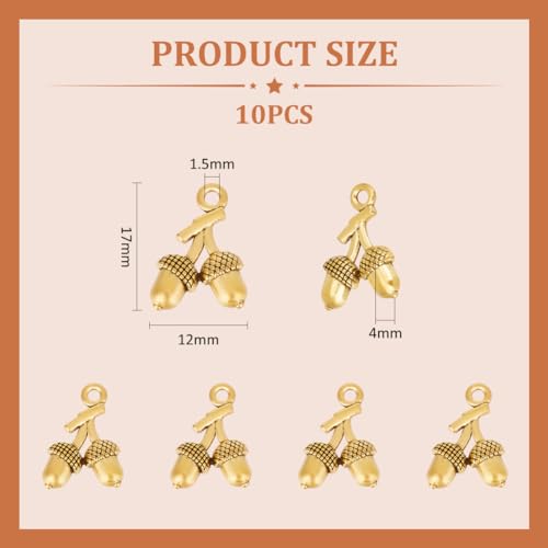 UNICRAFTALE 10Pcs Tibetan Style Alloy Pendants Acorns Charms Antique Golden Pinecone Charms Metal Tree Pendants Gold Earring Charm Small Cute Acorns Dangle Charm for Jewelry Making - Image 3