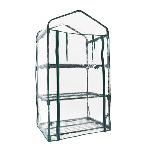 kaitou ビニール温室 家庭用 ベランダ 小型 DIY 観葉植物 ビニールハウス ガーデンハウス フラワーハウス フラワーラック 家庭菜園 (縦3段)