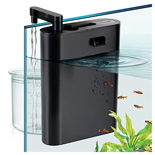 hygger 227LPH Fischtank Power Filter für Wasserwechsel, 3 in 1 Aquarium Filter Filtration und Landschaftsgestaltung mit Wasserschlauch Filterplatten Patrone Schwamm Filter Box