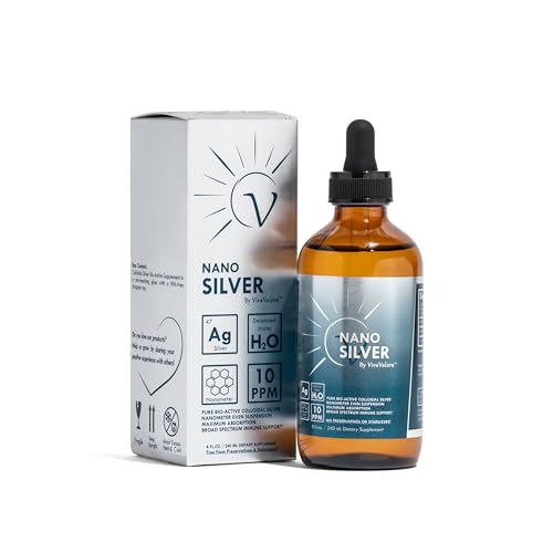 Colloidal Silver Liquid 10 PPM Immune Support Supplement | Bio-Active Nano Silver Amber Glass Dropper Third-Party Lab Tested Only 2 Ingredients Made in USA 8 fl oz