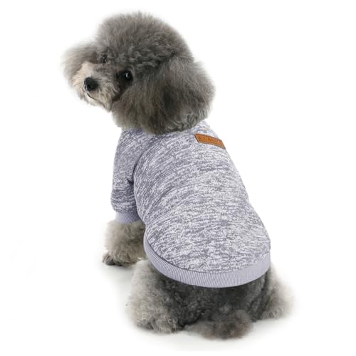 Idepet Pet Dog Classic Sweater, Soft Fleece Coat for Small,Medium Dog,Warm Pet Dog Cat Clothes,Soft Puppy Customes 2 Color (XXL, Grey)