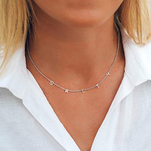 Pura Vida 14" Silver Salty Letter Charms Choker Necklace - Brand Charm, 3" Extender #TOP1