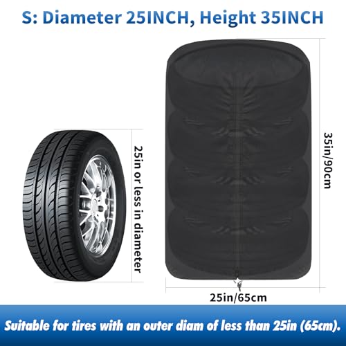 Image of KALINCO Tire Cover, Waterproof Tire Storage Bag, Dust-Proof Seasonal Tire Cover, Universal Spare Tire Storage Cover, Fits up to Diameter 25 inch Tires, 2 Pack