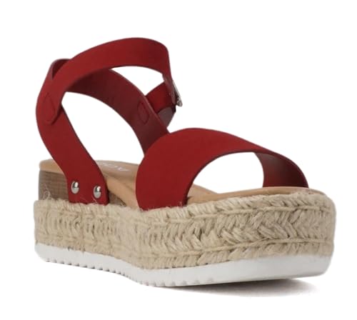 Image of Soda CLIP ~ Women Open Toe Ankle Strap Platform Espadrille Sandal