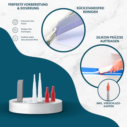 EMSNOVA® Silikonentferner Werkzeug-Set – 24-teiliges 3-in-1 Profi-Set mit Fugenschaber, Fugenmesser & Fugenglätter – inkl. Ersatzklingen – Ideal für Bad, Küche & Fensterdichtungen