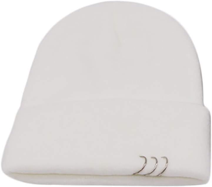 Hat with Knitted Buckle Fashion Cap Winter Warm 3 Knitted Hats Metal Cap Trucker Caps Men Black